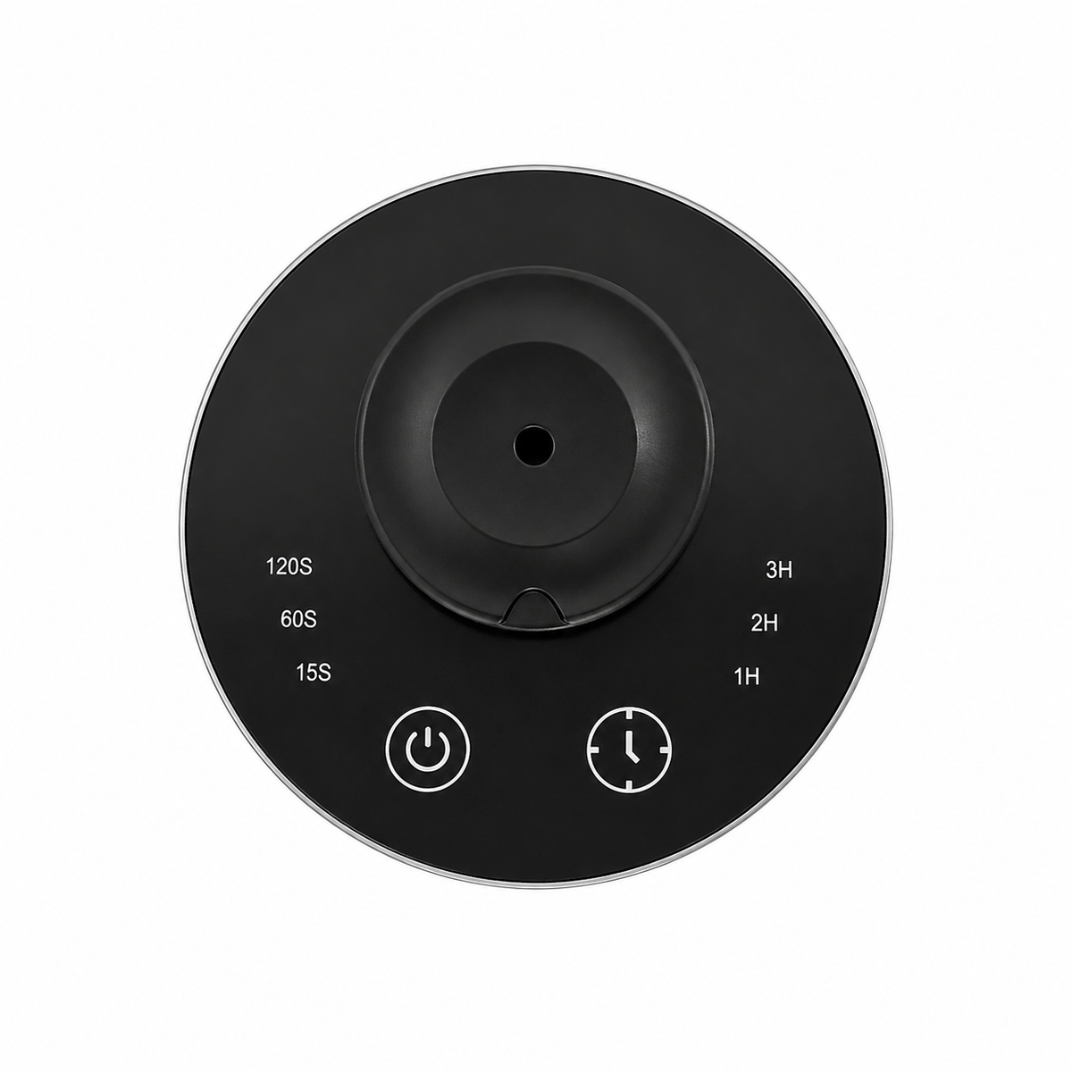 Top view of Nebula controls: power, timer and 15s to 120s intensity settings